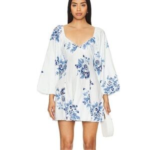 Free People Francesca Blue Floral Mini Dress